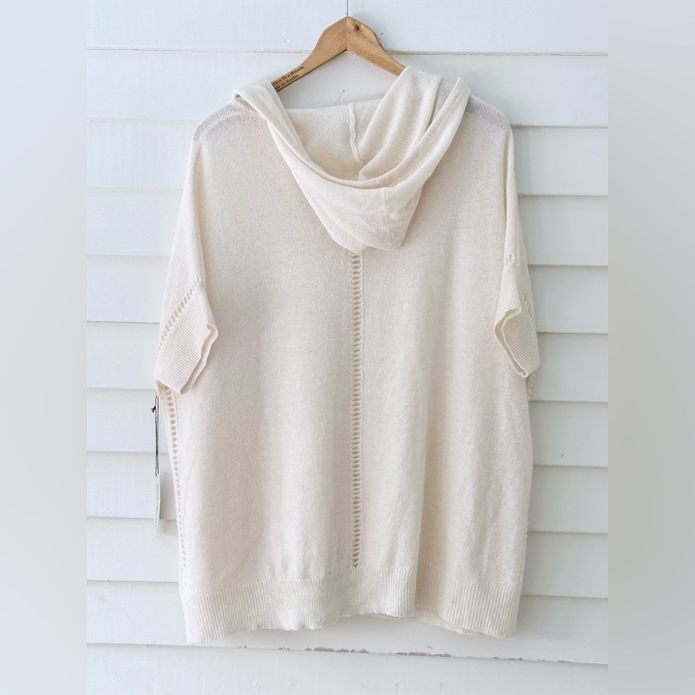 NWT White + Warren 100% Cashmere Cream Hoodie Pop-Over Sweater XS / S - Picture 2 of 7